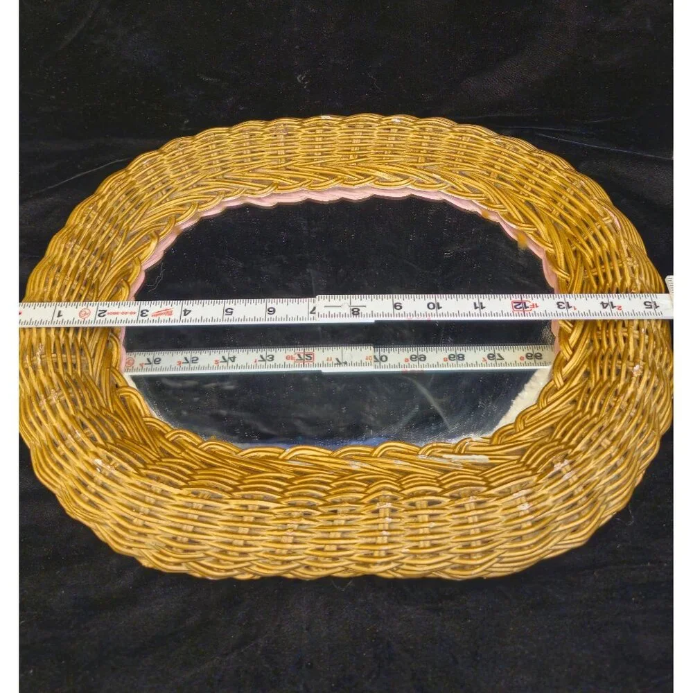 Vintage Oval Wicker Wall Mirror